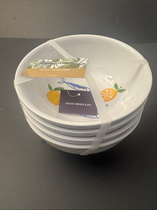 Tommy Bahama Other - TOMMY BAHAMA Set of 4 White Melamine Fish & Lemon Small Bowls